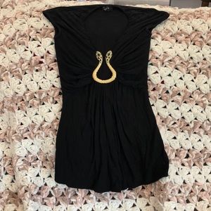 XS sky black top with snake accent